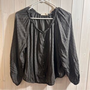 Lucky Brand Grey Textured Blouse